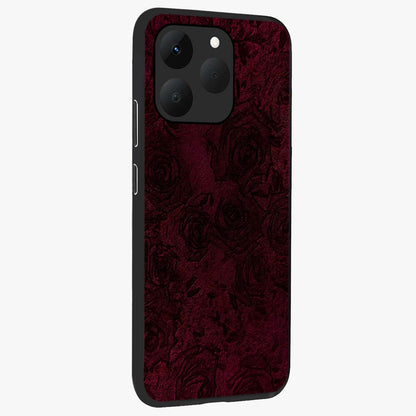 Crimson Fade Flow Glass Case upright view showcasing dynamic crimson flow artwork with stylish abstract theme.