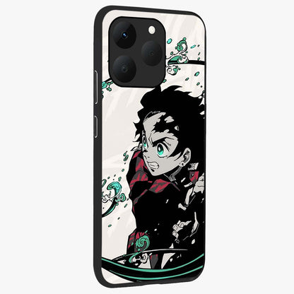 Demon Slayer Glass Case upright view showcasing powerful anime artwork with intense warrior theme.