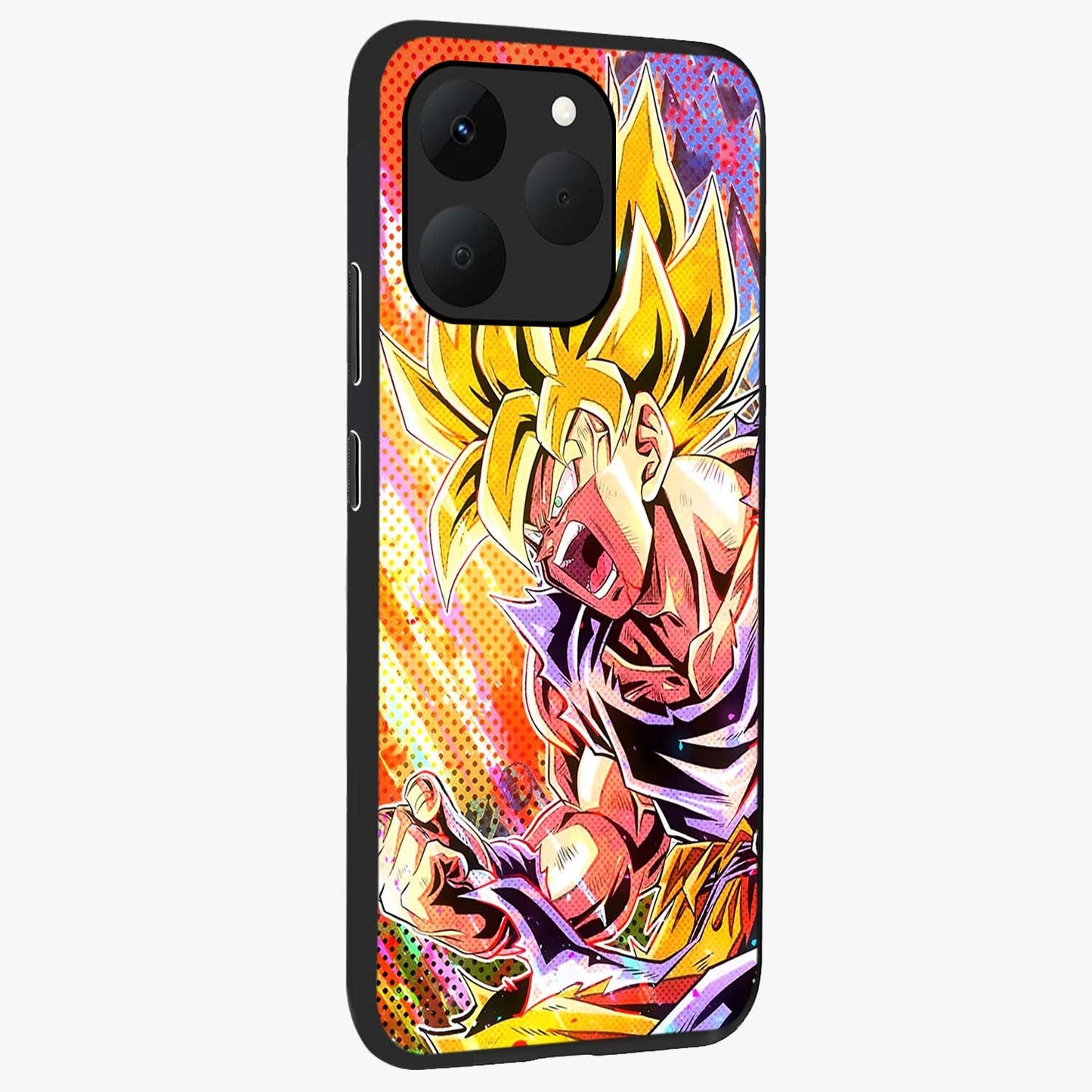 Firing Goku Glass Case upright view showcasing energetic anime artwork with bold warrior theme.