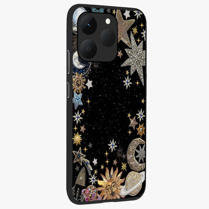 Galactic Jewel Stars Glass Case upright view showcasing glittering star jewel artwork with vibrant galaxy theme.