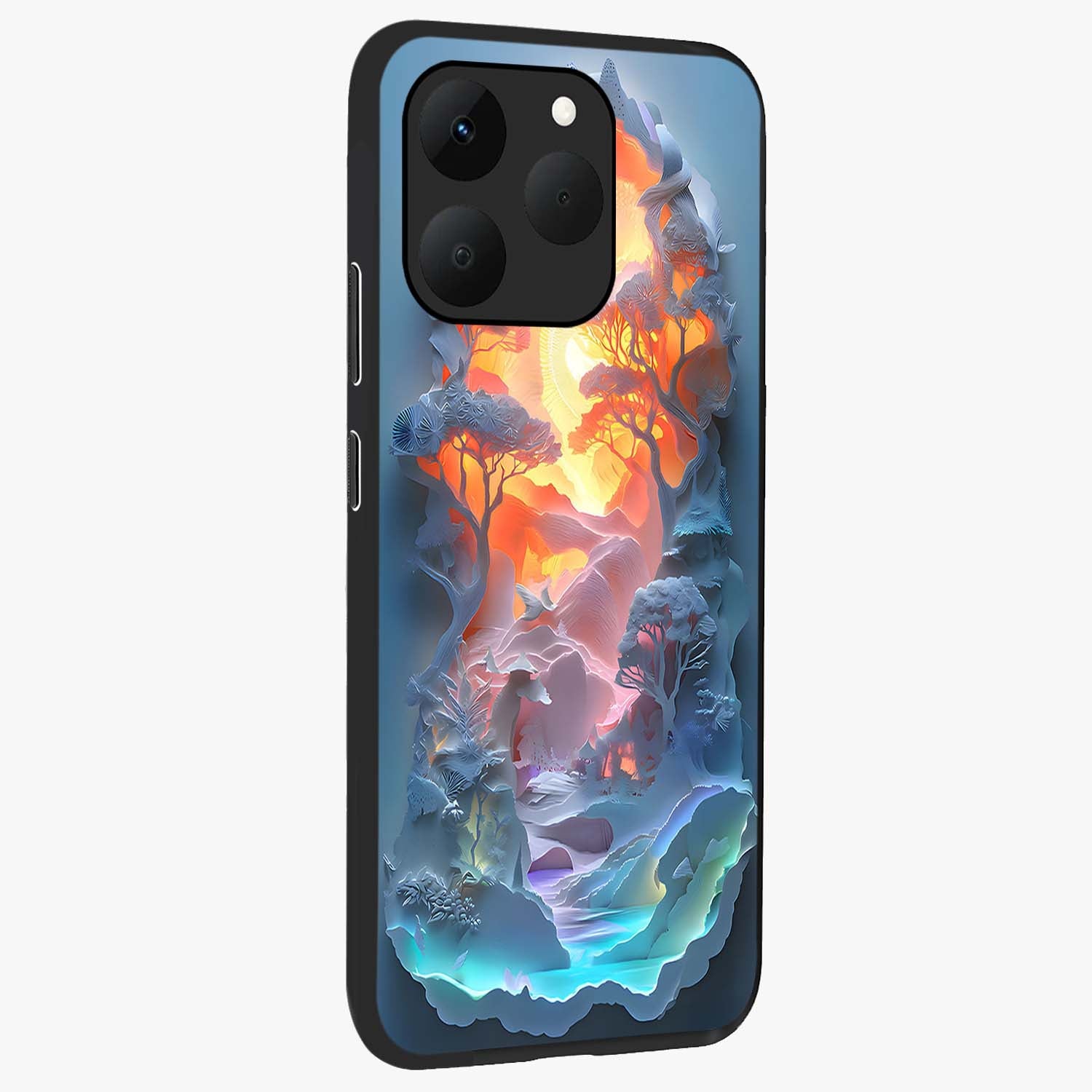 Glow Forest Portal Glass Case upright view showcasing enchanted forest portal artwork with fantasy nature theme.