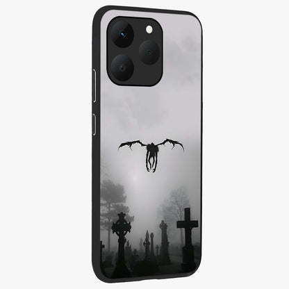 Graveyard Shadow Descent Glass Case upright view showcasing haunting graveyard artwork with dramatic dark theme.