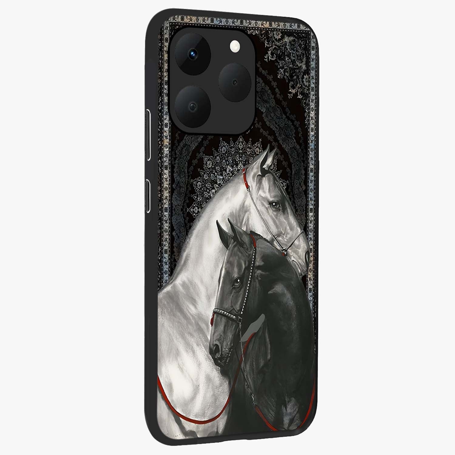 Majestic Ride Legacy Glass Case upright view showcasing dynamic ride inspired artwork with modern automotive theme.