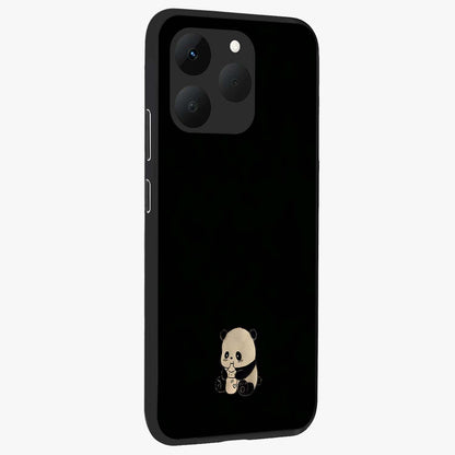 Midnight Panda Love Glass Case upright view showcasing charming panda artwork with playful romantic theme.