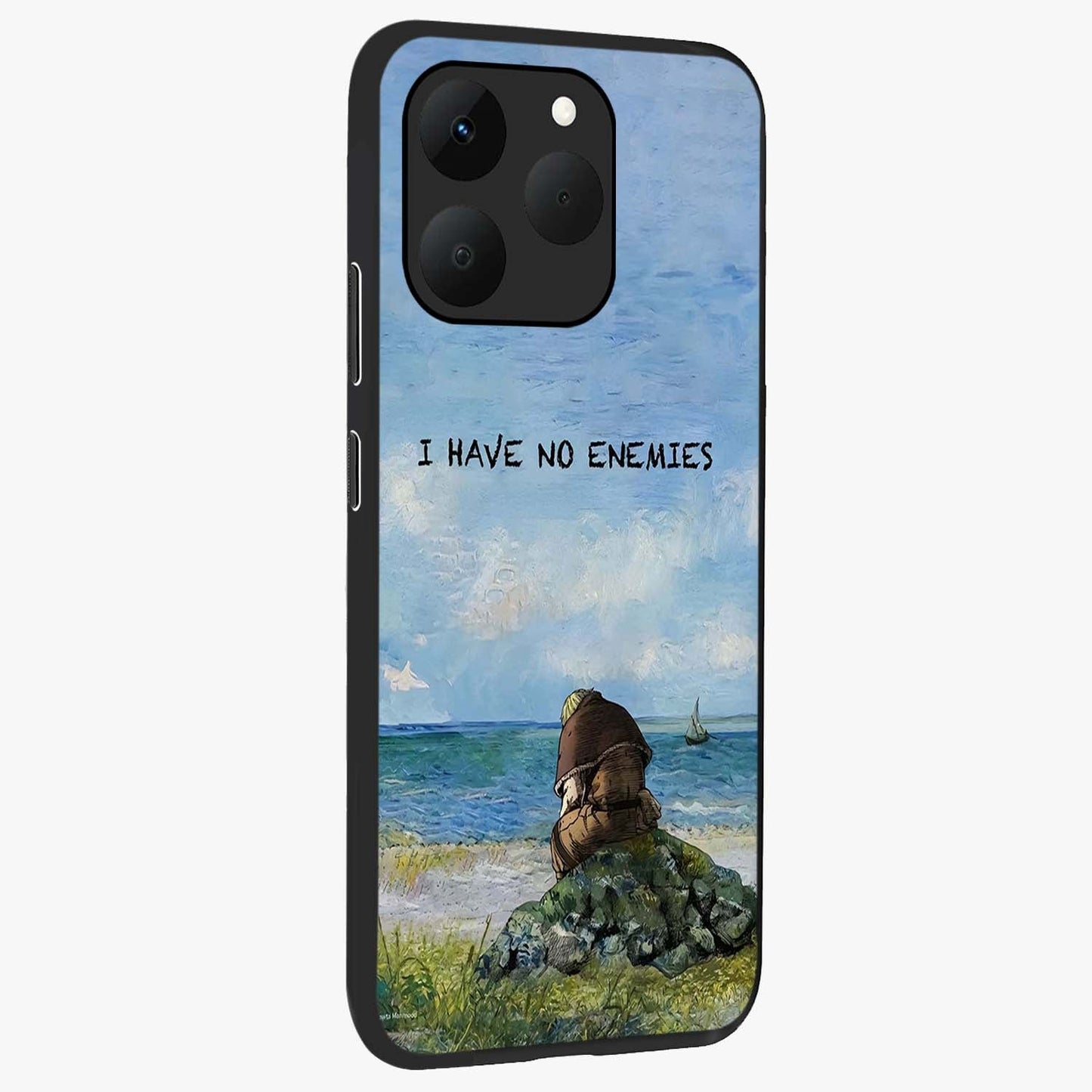Peace Beyond War Glass Case upright view showcasing powerful peace symbol artwork with inspirational theme.