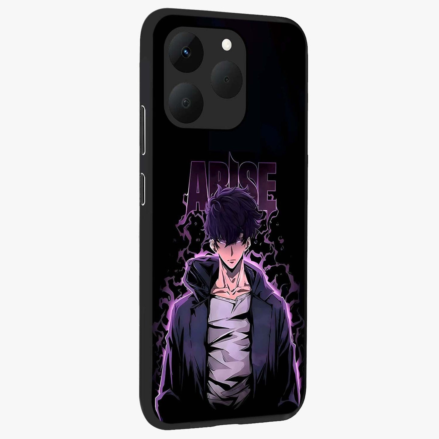 Shadow Monarch Awakening Glass Case upright view showcasing bold monarch artwork with mystical awakening theme.