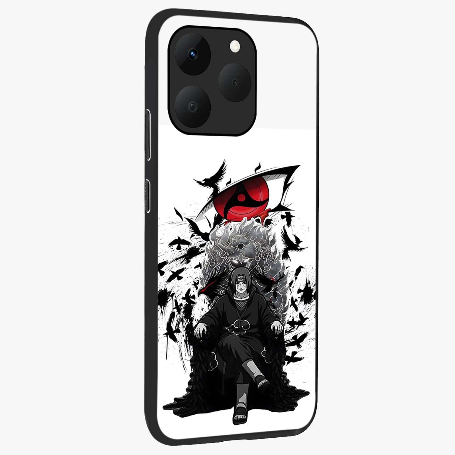 Uchiha Shadow Throne Glass Case upright view showcasing magical underwater galaxy artwork with vibrant cosmic theme.