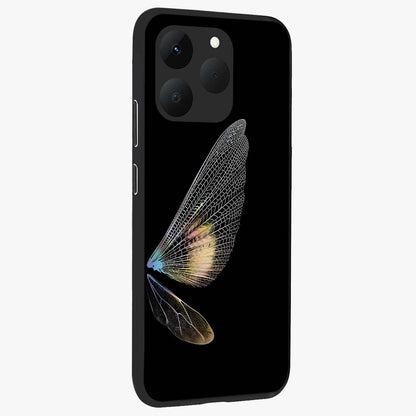 Whispers Of Wings Glass Case upright view showcasing elegant wing artwork with light airy theme.