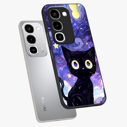 Abstract Cat Art Glass Case displayed in angled mockup highlighting modern abstract cat artwork and sleek glass surface.