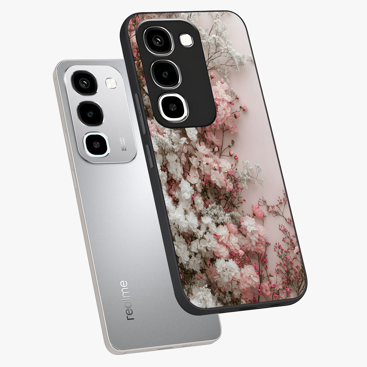 Blush Blossom Cloud Glass Case displayed in angled mockup highlighting soft cloud and blossom design with pastel aesthetic.