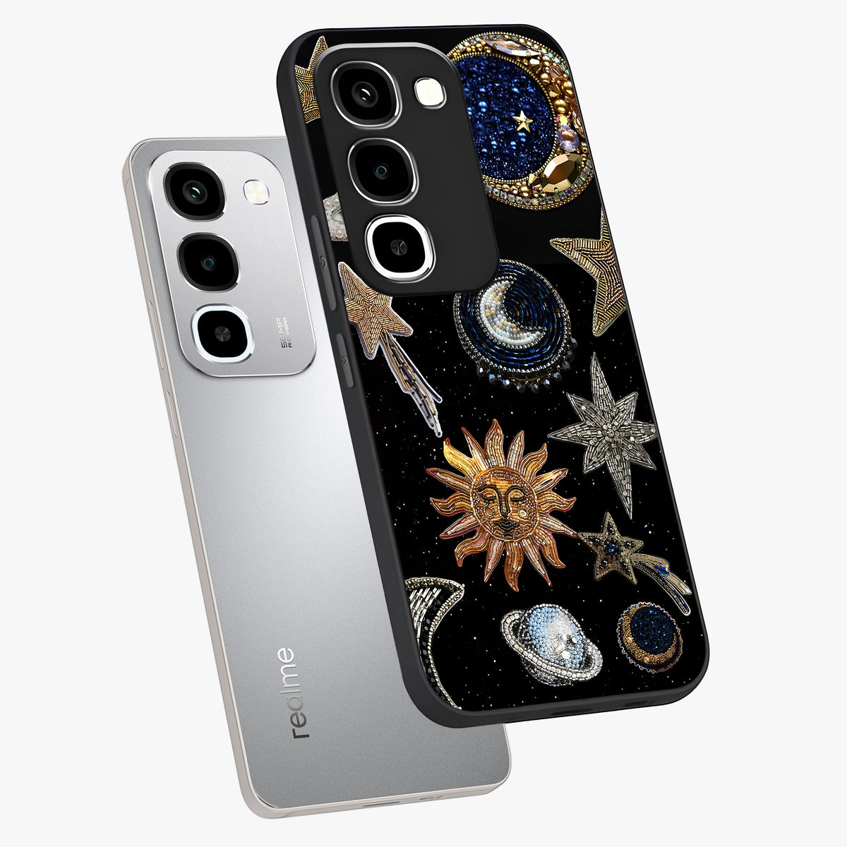 Celestial Gem Constellations Glass Case displayed in angled mockup highlighting gemstone inspired constellation design.