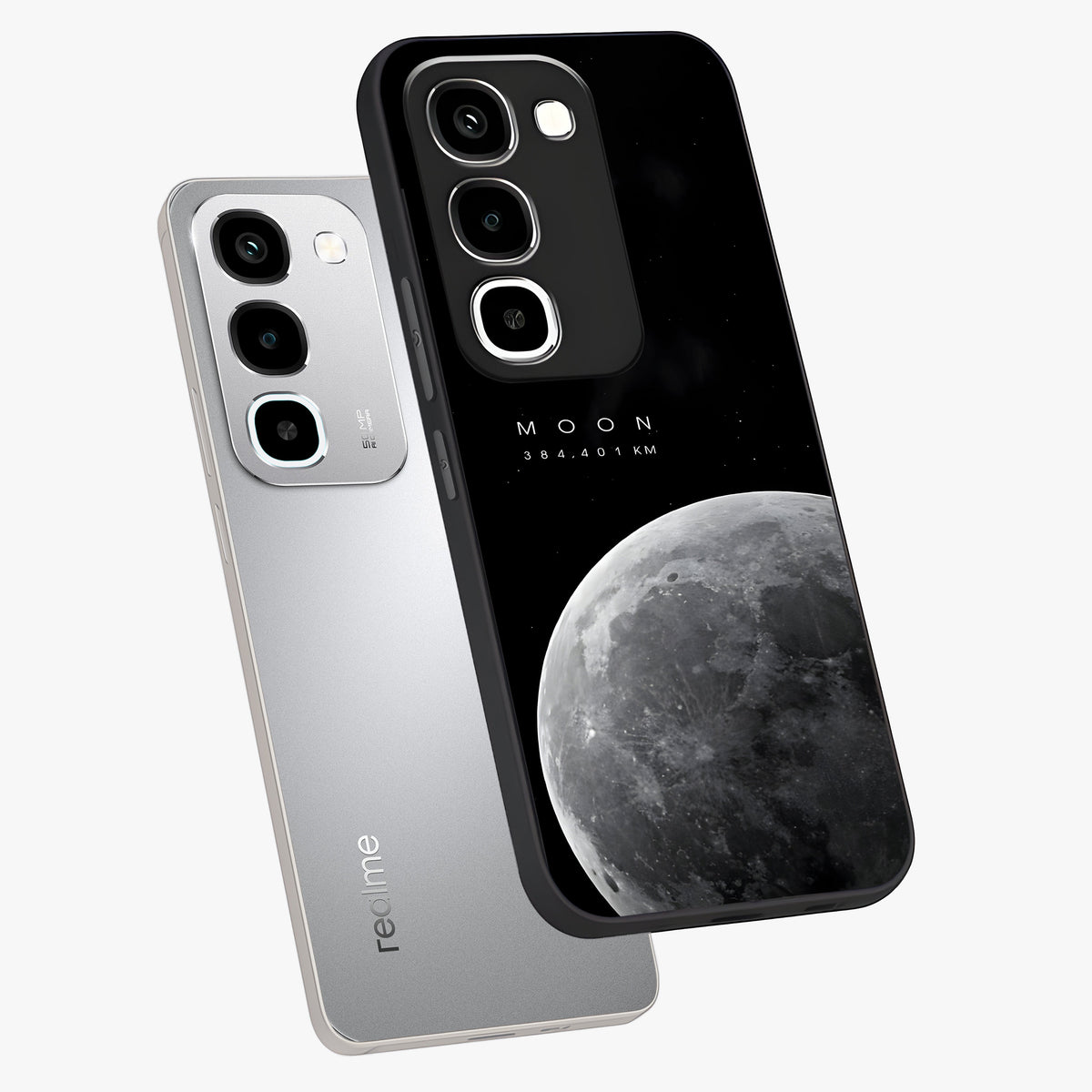 Cosmic Moon Glow Glass Case displayed in angled mockup highlighting celestial moon design with cosmic aesthetic theme.