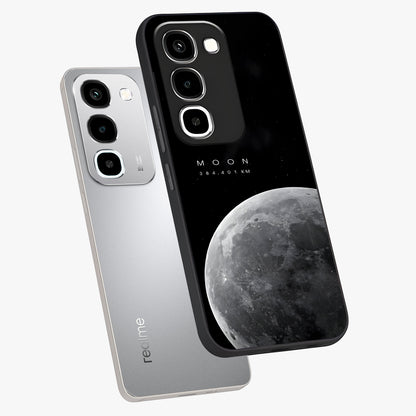 Cosmic Moon Glow Glass Case displayed in angled mockup highlighting celestial moon design with cosmic aesthetic theme.