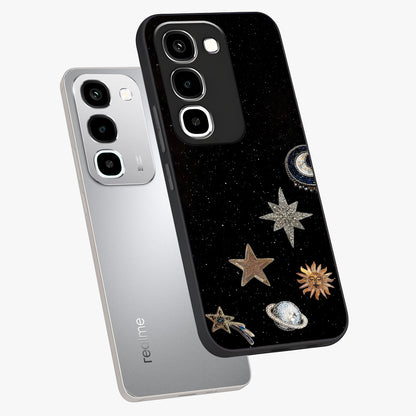 Galactic Charm Glow Glass Case displayed in angled mockup highlighting luminous galaxy inspired design with dreamy aesthetic.