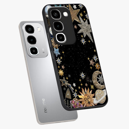 Galactic Jewel Stars Glass Case displayed in angled mockup highlighting shining celestial star design with cosmic aesthetic style.