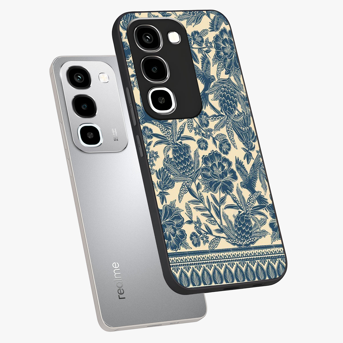 Heirloom Wild Bloom Glass Case displayed in angled mockup highlighting botanical bloom design with classic aesthetic style.