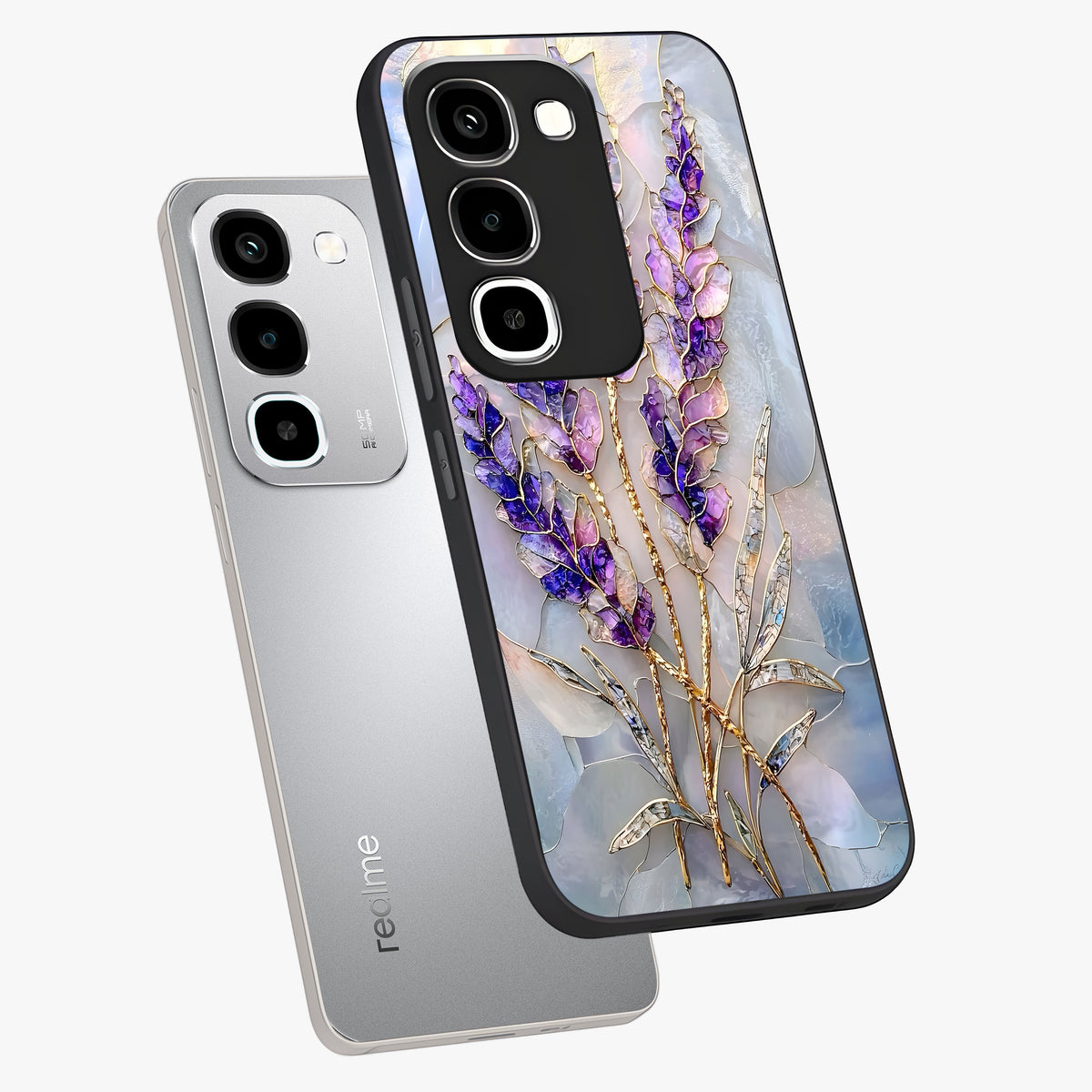 Lavender Dream Glow Glass Case displayed in angled mockup highlighting dreamy purple glow design with soft artistic style.