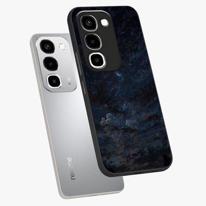 Lunar Veil Silence Glass Case displayed in angled mockup highlighting soft lunar design with peaceful celestial aesthetic.