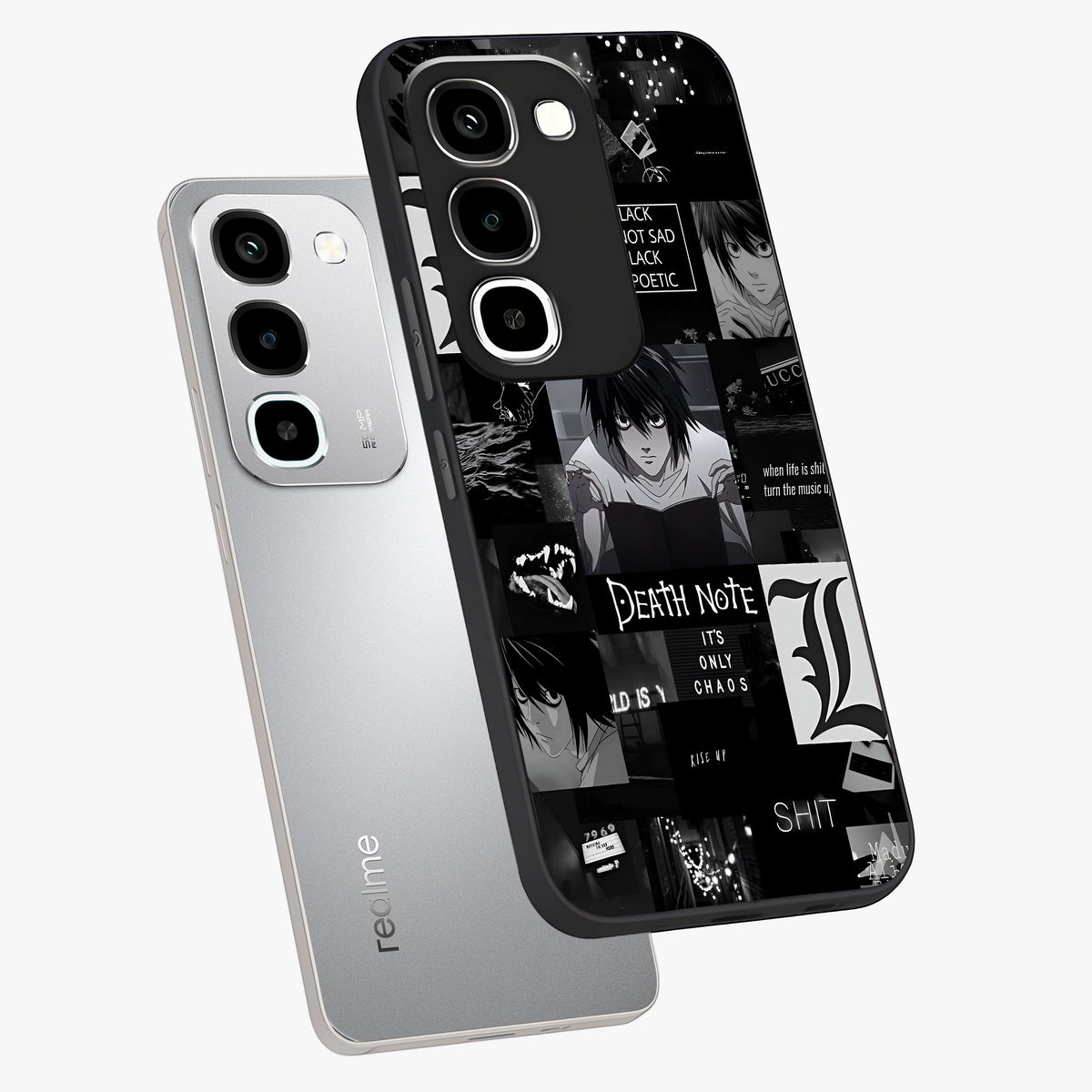 Midnight Chaos Mind Glass Case displayed in angled mockup highlighting chaotic artistic design with dramatic midnight aesthetic.