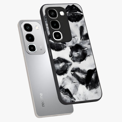 Midnight Kiss Marks Glass Case displayed in angled mockup highlighting playful romantic design with bold midnight aesthetic.
