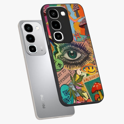 Mystic Eye Wonderland Glass Case displayed in angled mockup highlighting magical eye illustration with dreamy aesthetic.