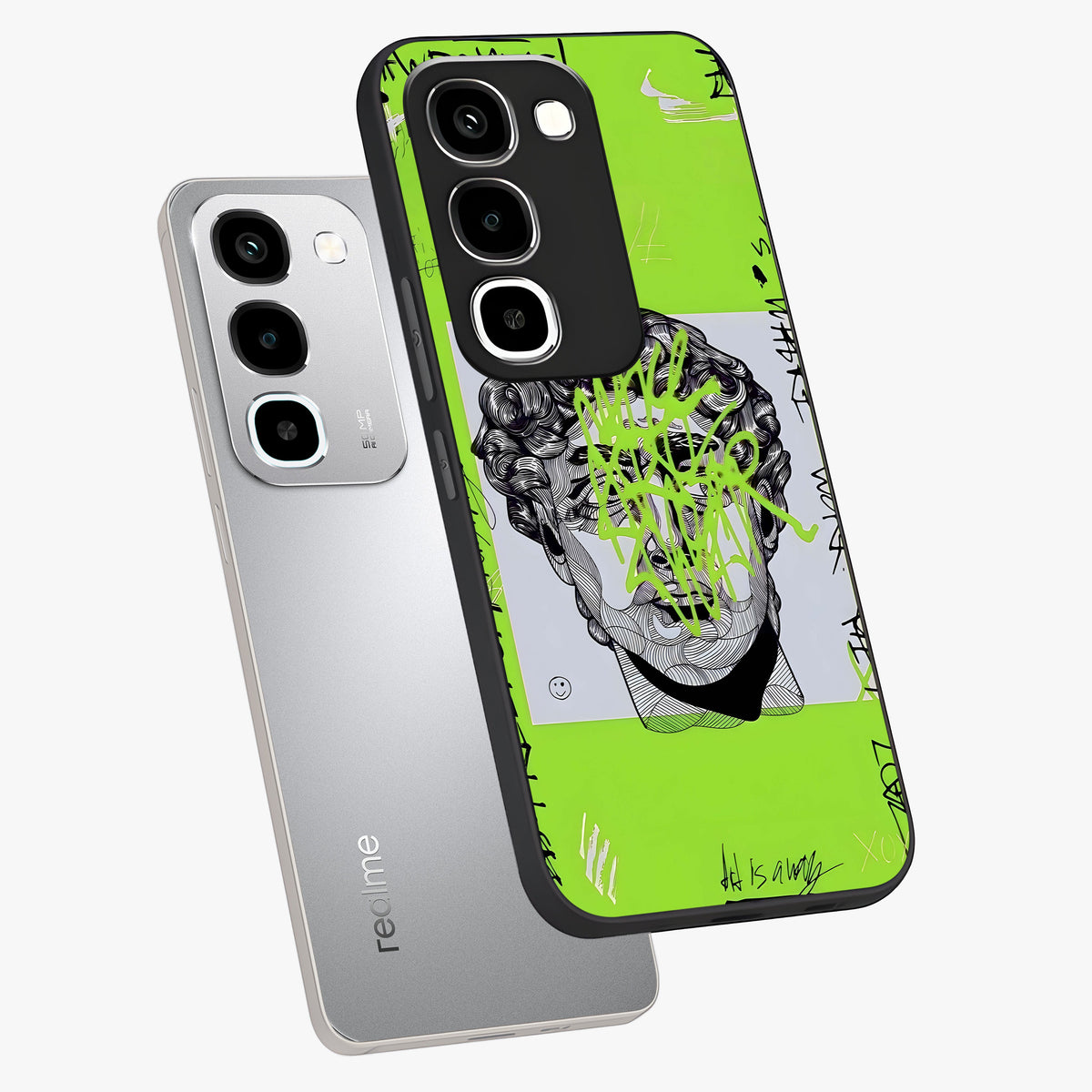 Neo Graffiti Rebellion Glass Case displayed in angled mockup highlighting urban street art design with rebellious aesthetic.