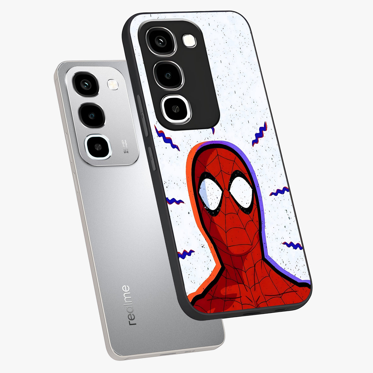 Omg Spiderman Glass Case displayed in angled mockup highlighting dynamic hero illustration with action comic aesthetic.