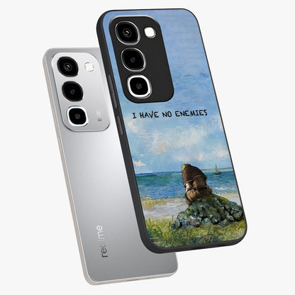 Peace Beyond War Glass Case displayed in angled mockup highlighting meaningful message design with artistic aesthetic style.