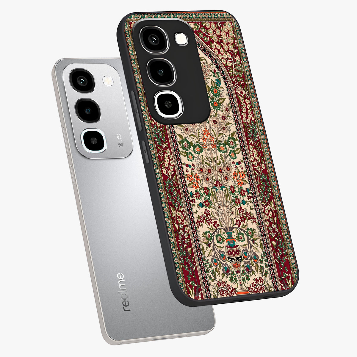 Persian Inspired Glass Case displayed in angled mockup highlighting intricate traditional design with elegant cultural aesthetic.