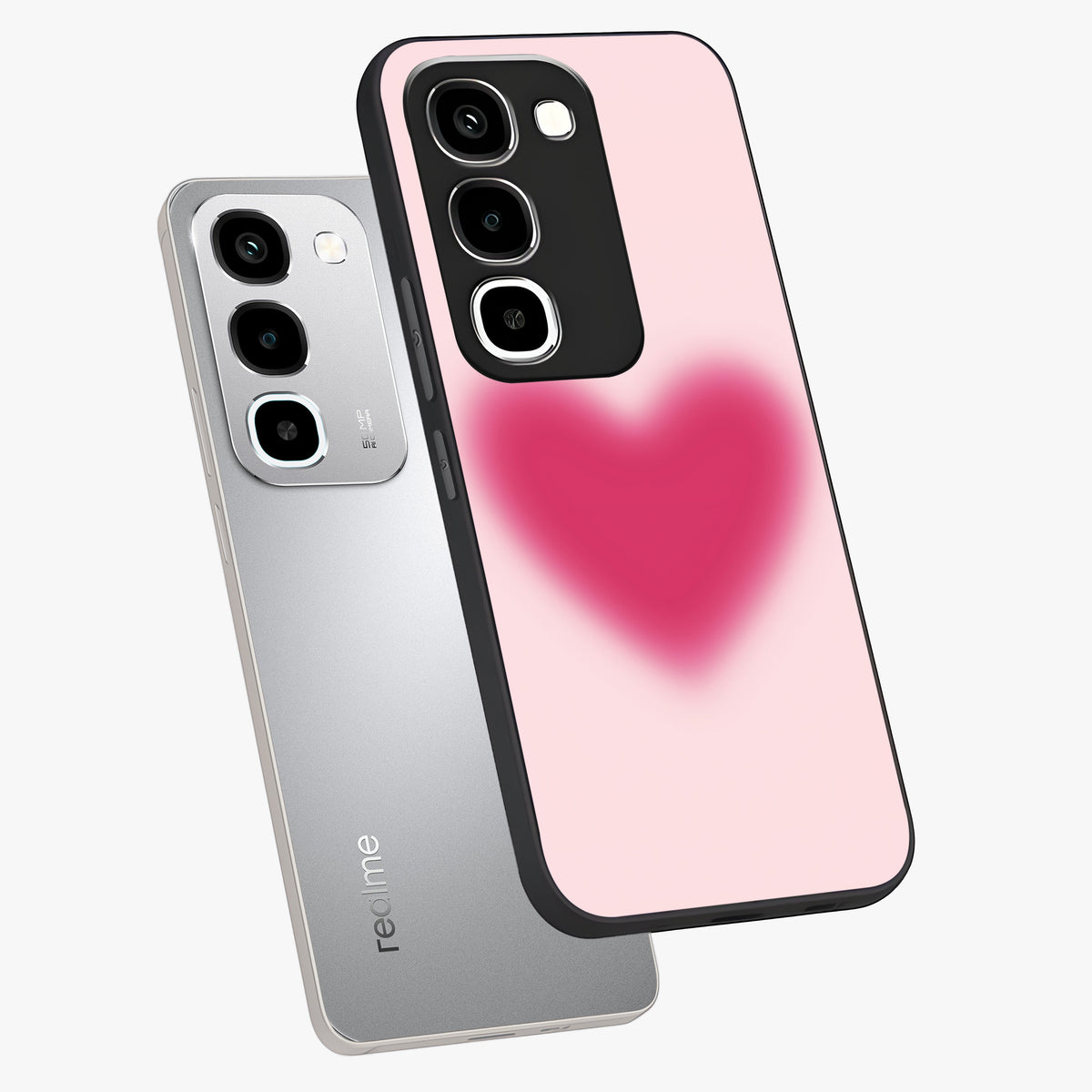 Pink Aura Heart Glass Case displayed in angled mockup highlighting vibrant pink heart design with dreamy aura aesthetic.