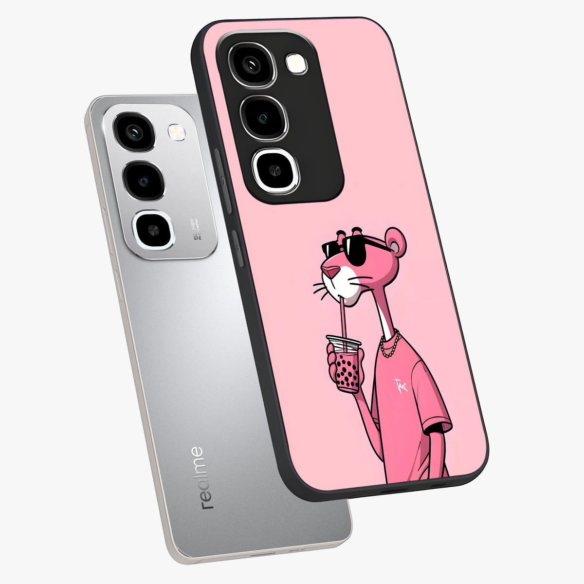 Pink Panther Glass Case displayed in angled mockup highlighting playful cartoon character design with vibrant pink aesthetic.