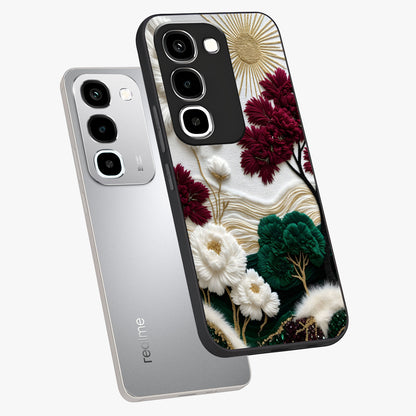 Radiant Bloom Elegance Glass Case displayed in angled mockup highlighting graceful floral design with radiant aesthetic style.