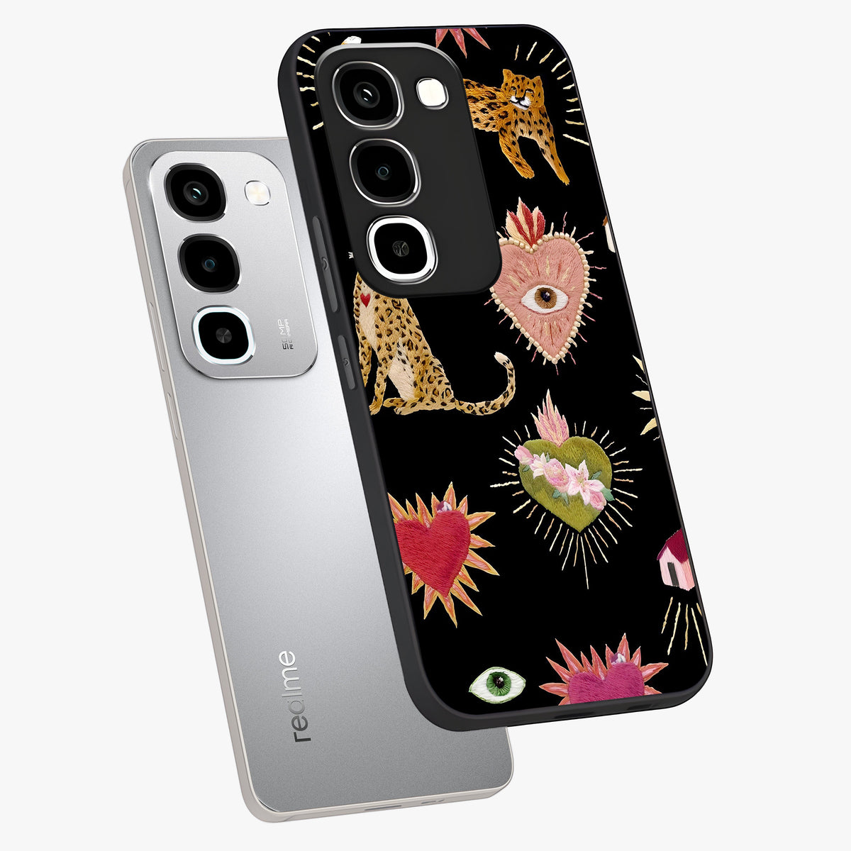 Sacred Jungle Heart Glass Case displayed in angled mockup highlighting lush tropical design with natural aesthetic style.