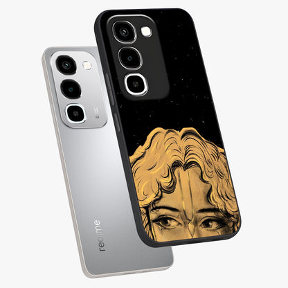 Shri Krishna Art Glass Case displayed in angled mockup highlighting spiritual Krishna illustration with divine aesthetic.