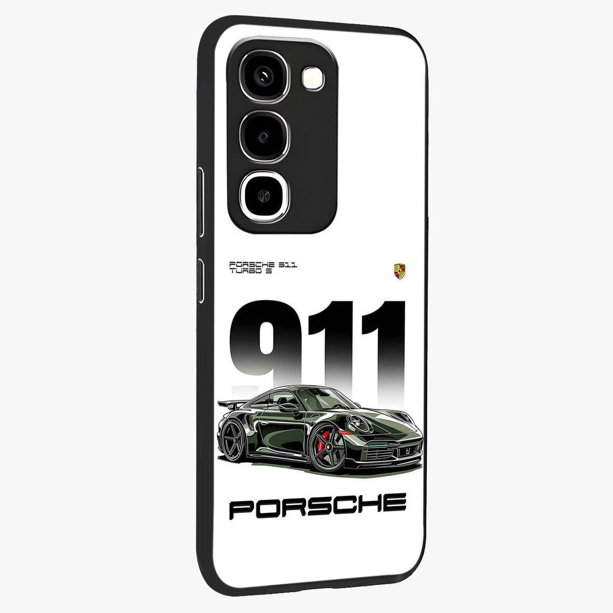 911 Turbo Dominance Glass Case upright perspective showcasing powerful racing design and modern automotive aesthetic.
