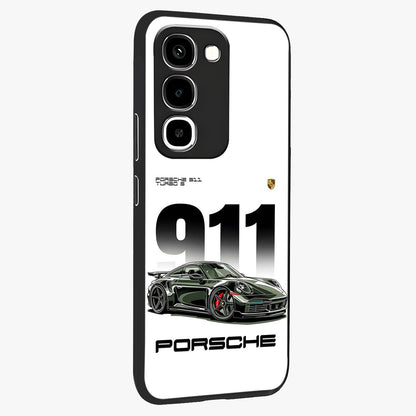 911 Turbo Dominance Glass Case upright perspective showcasing powerful racing design and modern automotive aesthetic.