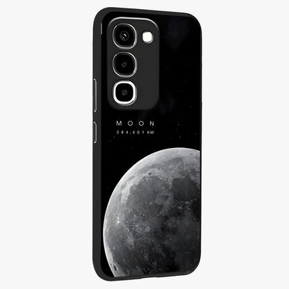 Cosmic Moon Glow Glass Case upright view showcasing luminous moon illustration with dreamy cosmic style.