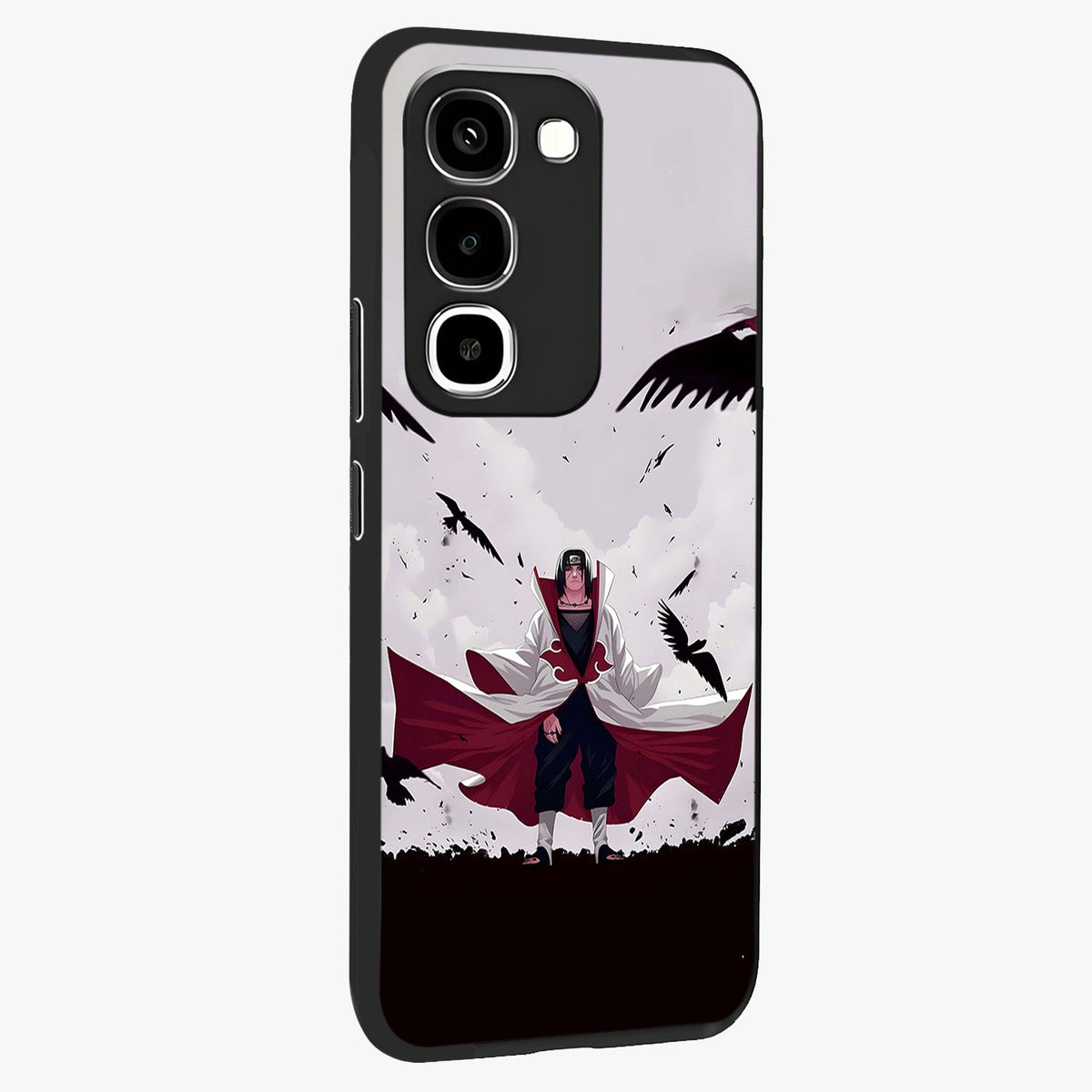 Crimson Crow Ascension Glass Case upright view showcasing dramatic crow artwork with bold gothic theme.