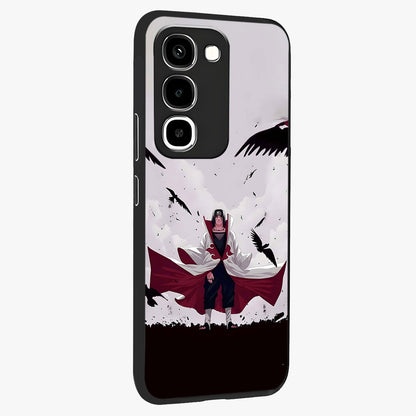 Crimson Crow Ascension Glass Case upright view showcasing dramatic crow artwork with bold gothic theme.