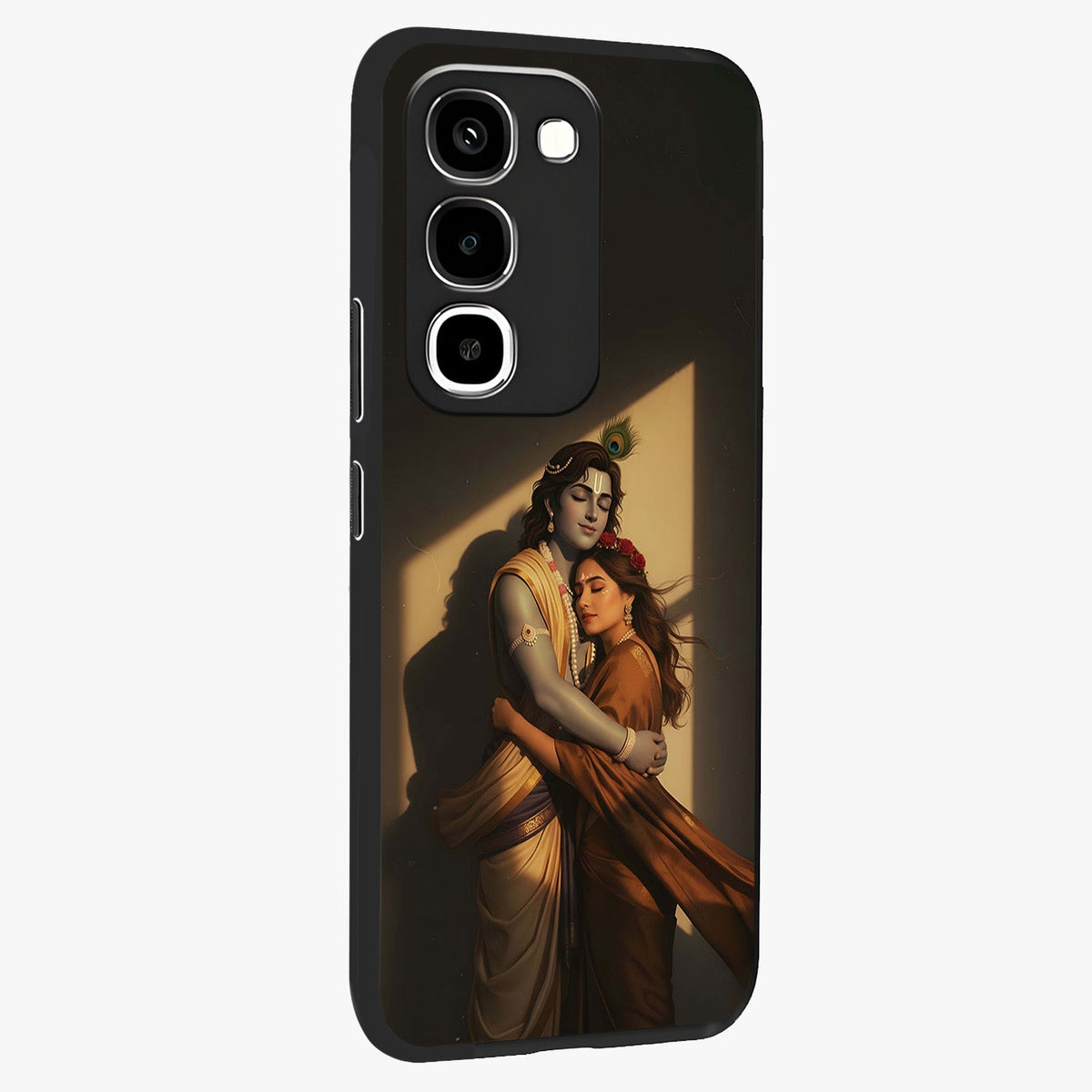 Divine Eternal Love Glass Case upright view showcasing graceful spiritual artwork with eternal love theme.
