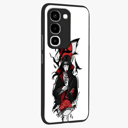 Itachi Limited Edition Naruto Anime Glass Case upright view showcasing intense anime artwork with powerful character theme.