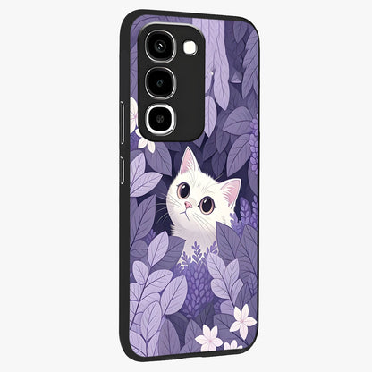 Lilac Hide Peek Cat Glass Case upright view showcasing charming cat artwork with adorable peek theme.