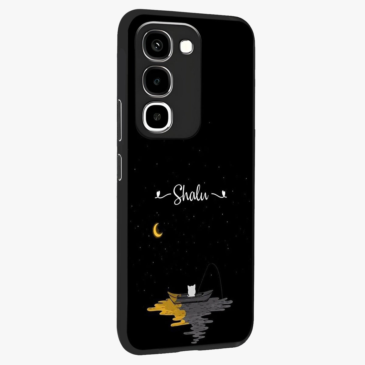 Silent Night Row Glass Case upright view showcasing tranquil night artwork with serene landscape theme.