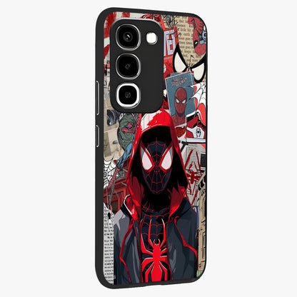Spider Collage Street Glass Case upright view showcasing bold superhero artwork with urban street theme.