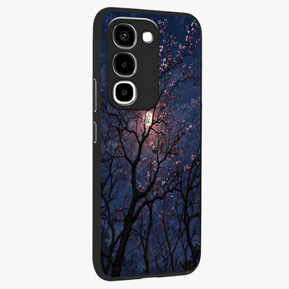 Twilight Sakura Serenade Glass Case upright view showcasing beautiful cherry blossom artwork with serene evening theme.