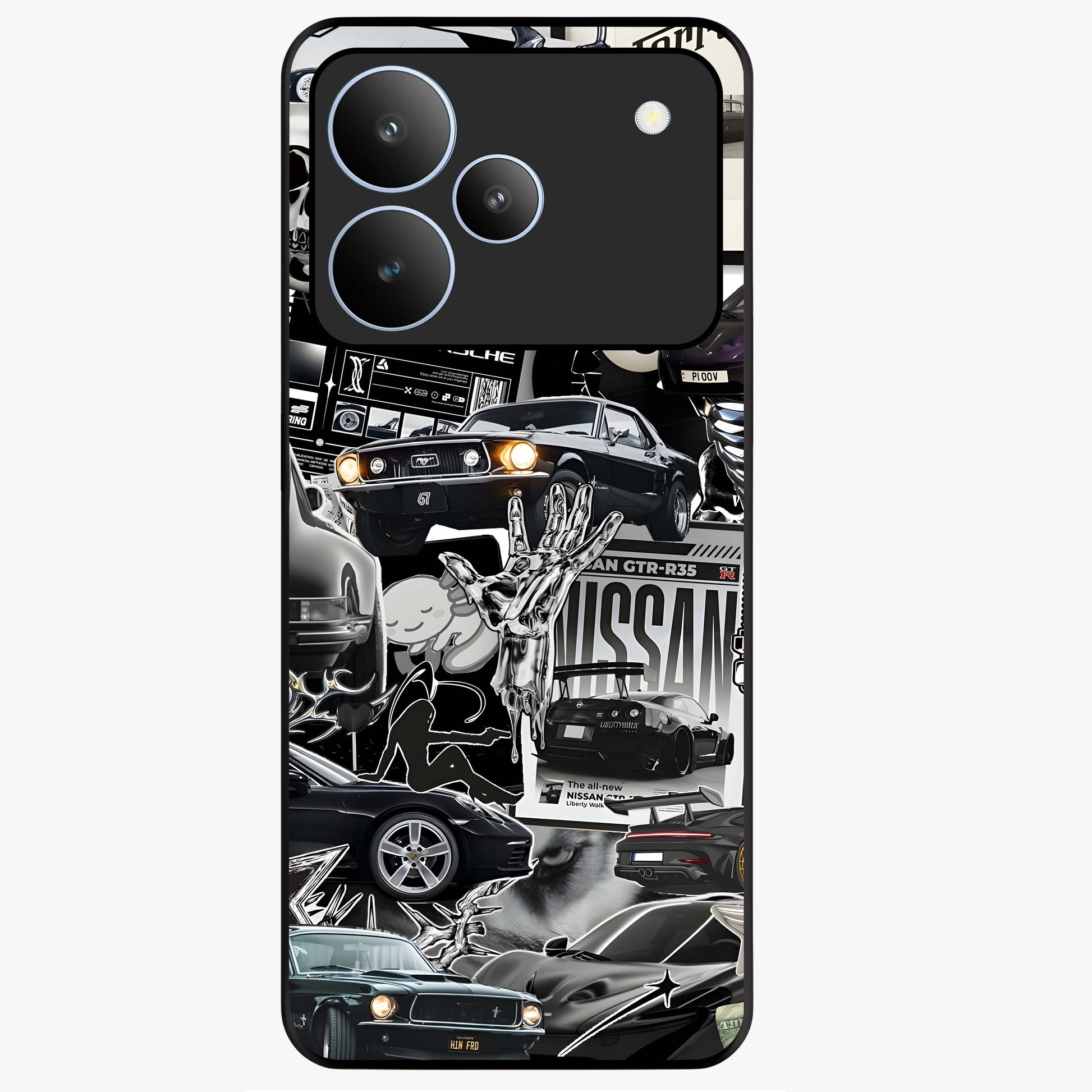 Aesthetic Dark Love Glass Case showing flat back view with dark romantic artwork and glossy glass finish.