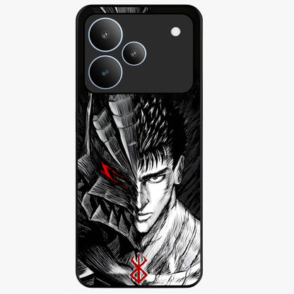 Berserker Blood Oath Glass Case showing flat back view with fierce warrior inspired artwork and glossy glass finish.