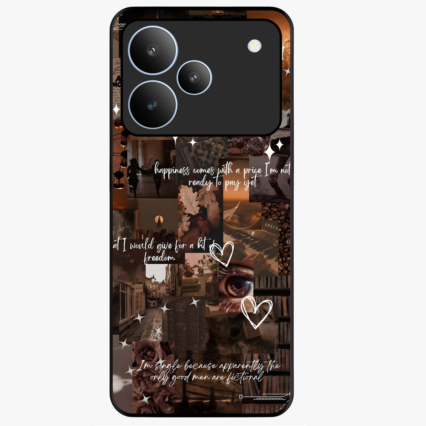 Bittersweet Aesthetic Chaos Glass Case showing flat back view with artistic chaotic aesthetic design and glossy glass finish.