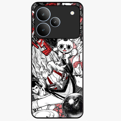 Crimson Chaos Panel Glass Case showing flat back view with bold crimson abstract artwork and glossy glass finish.