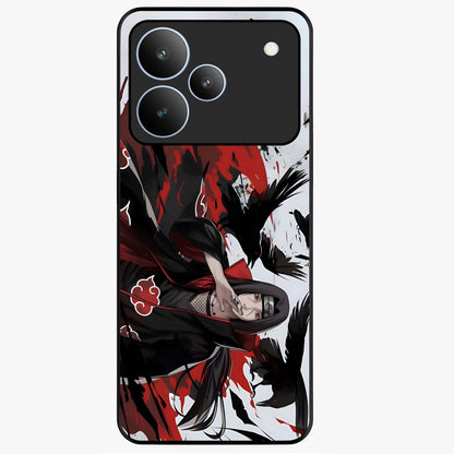 Crimson Crow Illusion Glass Case showing flat back view with artistic crow illusion artwork and glossy glass finish.
